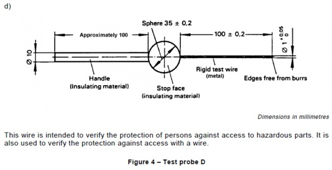 IEC61032 диаграмма 4 защита подтверждает зонд d тест для опасных частей испытывает 0