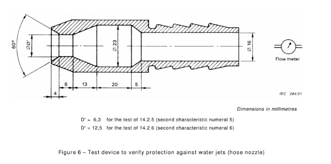 Тип камеры сопла шланга оборудования для испытаний ИПС5 ИПС6 входа воды ИЭК 60529 0