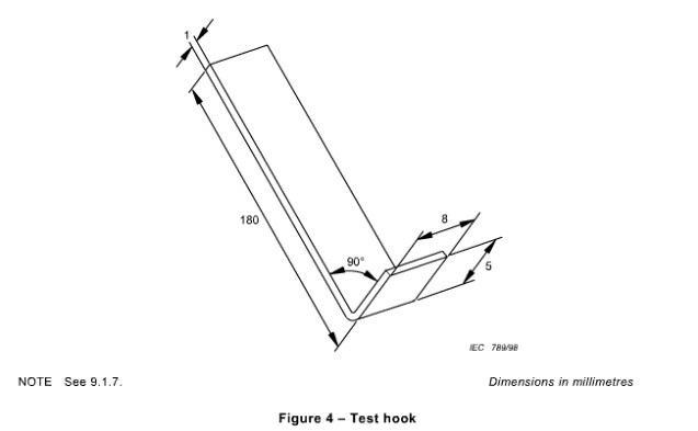 Крюк теста статьи 4,8 IEC 62368-1 для механического теста прочности аудио и подобного электронного прибора 0