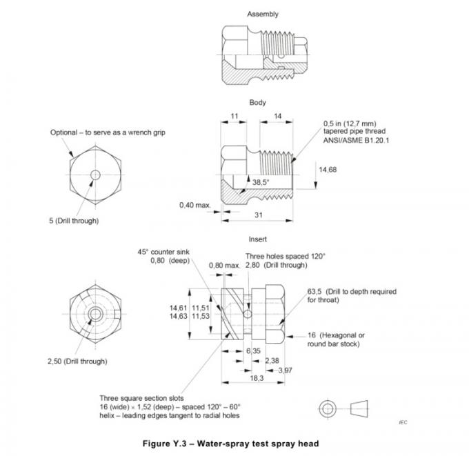 Прибор теста брызг воды статьи Y.5.3 IEC 62368-1 5 Psi для управления ламп ручного 1