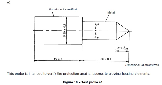 IEC60335-1 Пункт 8.1.3 Испытательные зонды для световых и тепловых компонентов 41 0